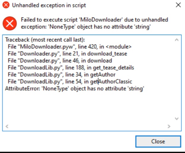 Unhandled Excption
