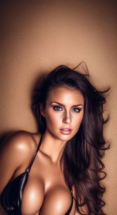 attractive-female looking down ultrarealistic beautiful long dark brown hair medium breasts cleavage high heels perfect body perfect face perfect legs prefect hands seductive eyes wearing black mistr (1).png