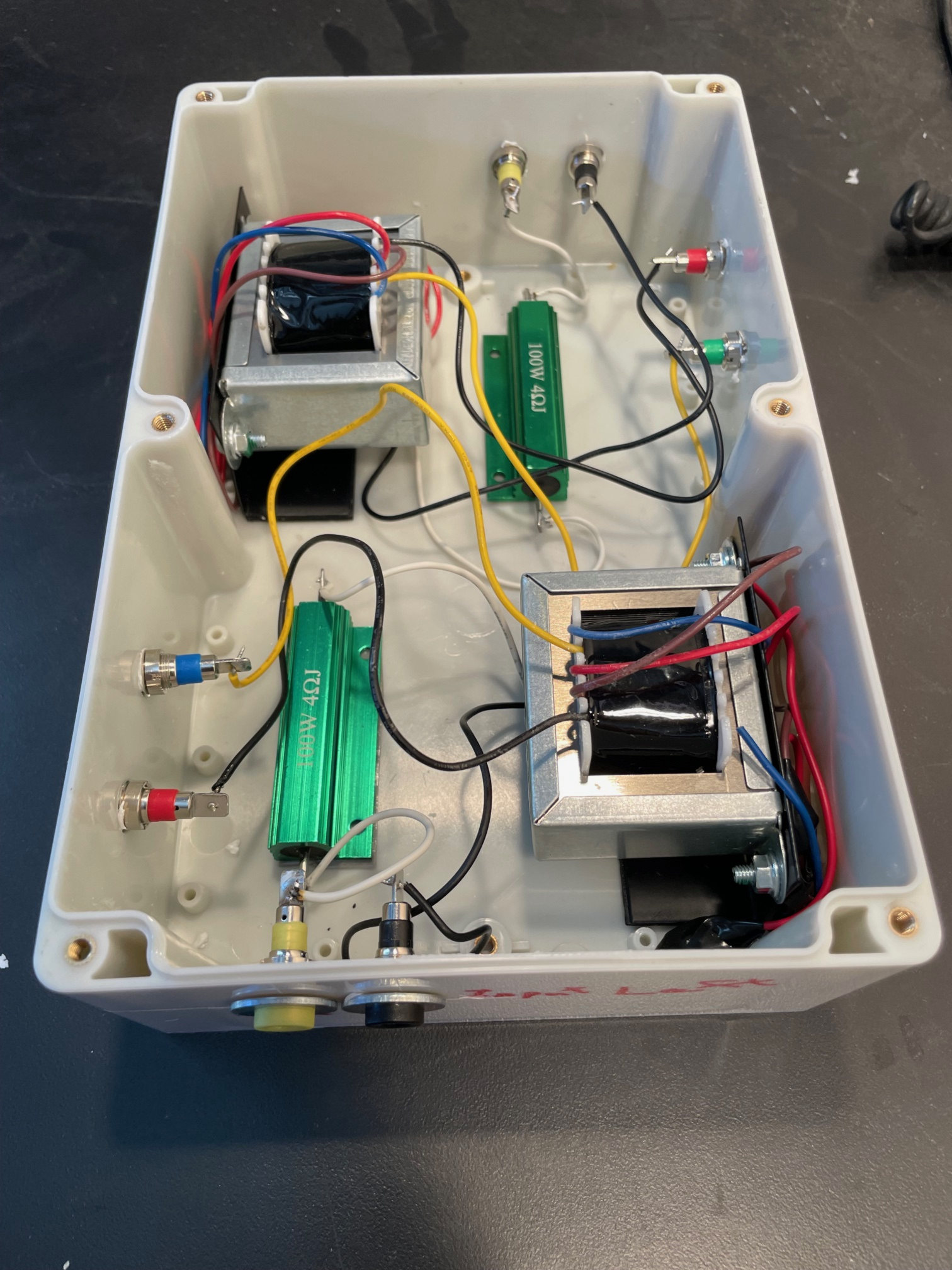 aux box with transformers and current limiting resistors
