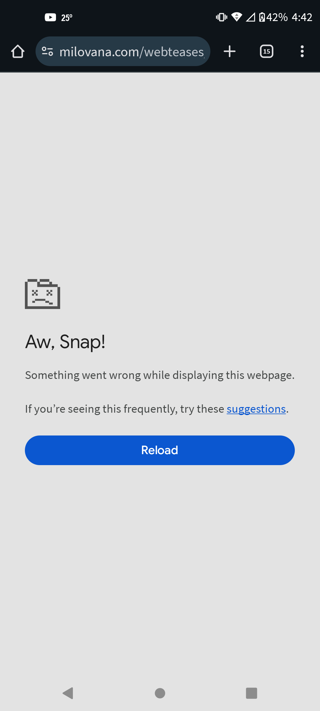 What my phone screen showed as it tried to load it and crashed